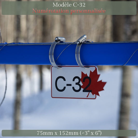 Pancarte tubulure - Modèle C-32 (3"x6") - Numérotation personnalisée