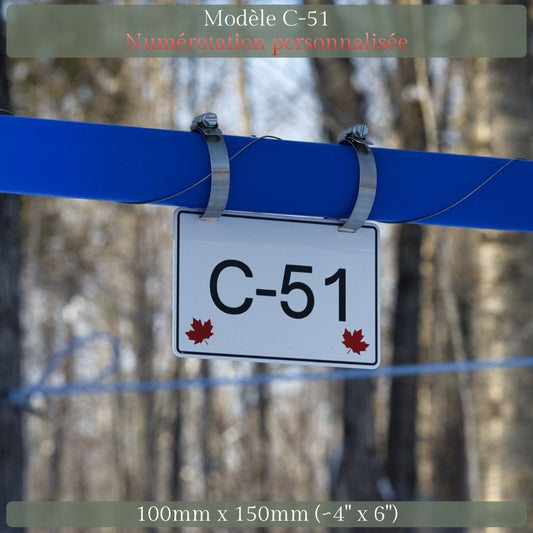 Pancarte tubulure - Modèle C-51 (4"x6") - Numérotation personnalisée