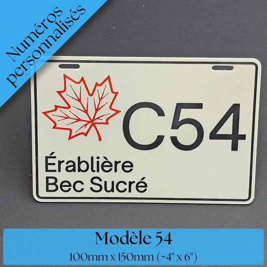 Pancarte tubulure - Modèle C-54 (4"x6") - Numérotation personnalisée