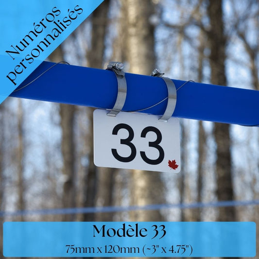 Pancarte tubulure - Modèle C-33 (3"x5") - Numérotation personnalisée
