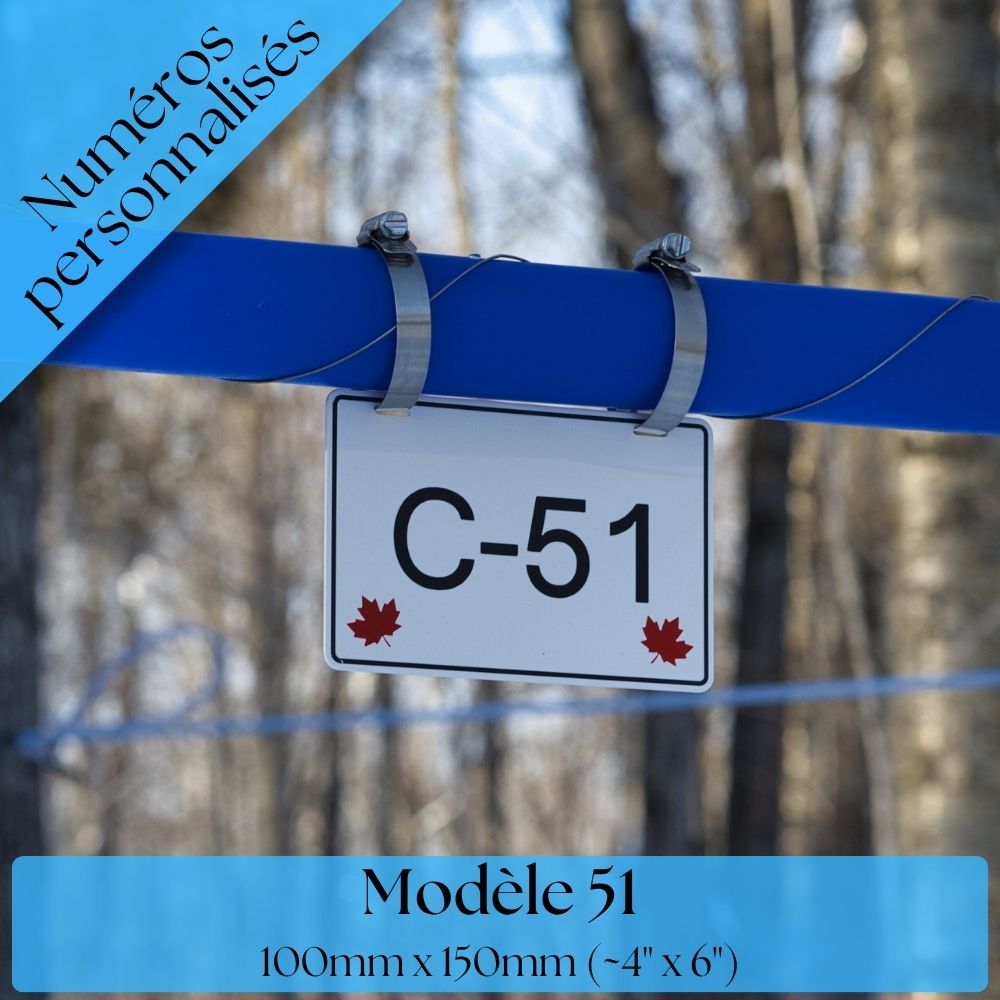 Pancarte tubulure - Modèle C-51 (4"x6") - Numérotation personnalisée
