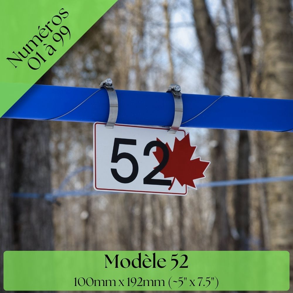Pancarte tubulure - Modèle 52 (5"x8") - Numérotation standard