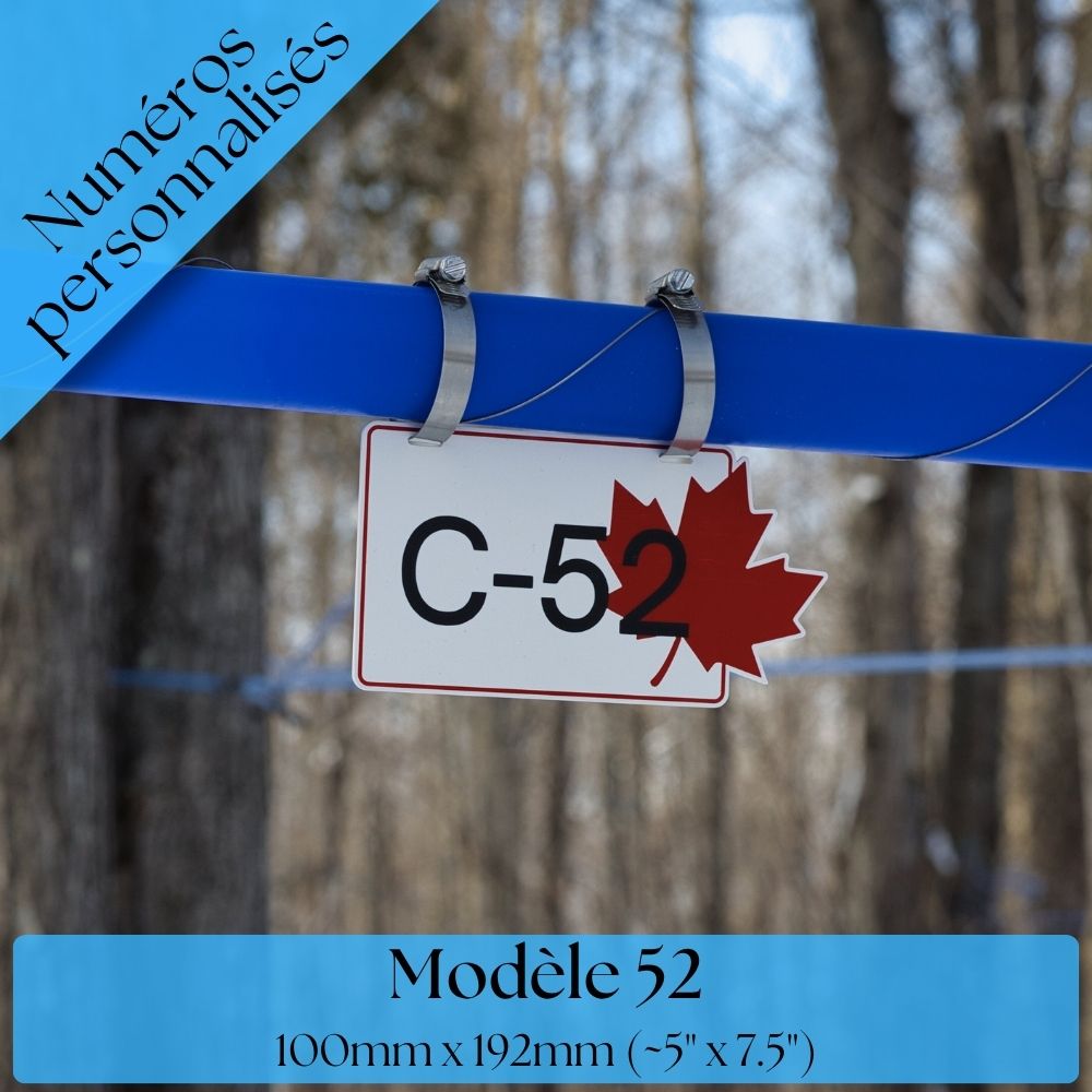 Pancarte tubulure - Modèle C-52 (4"x8") - Numérotation personnalisée