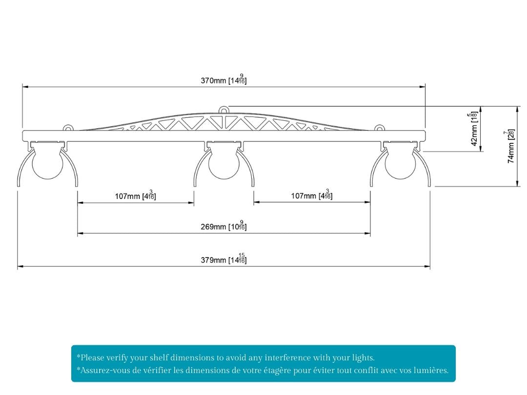 Support pour lumières Barrina T8 42W (3 lumières)