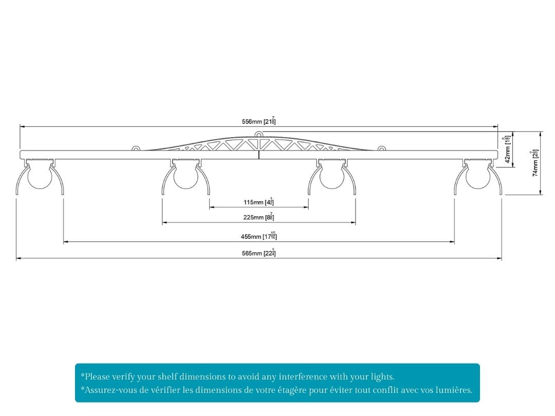 Support pour lumières Barrina T8 42W (4 lumières)
