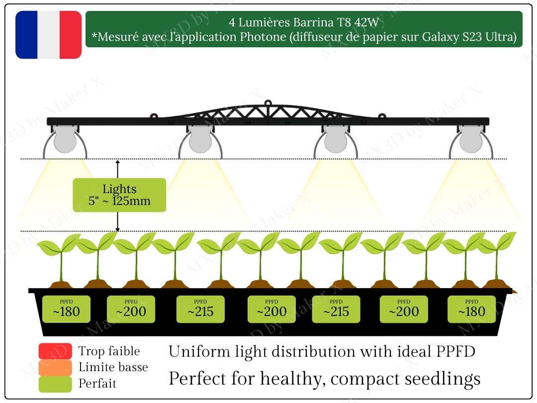 Support pour lumières Barrina T8 42W (4 lumières)