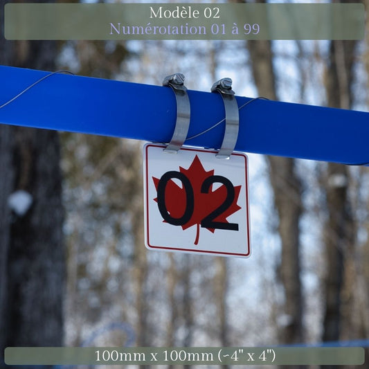 Pancarte tubulure - Modèle 02 (4"x4") - Numérotation standard