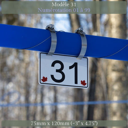 Pancarte tubulure - Modèle 31 (3"x5") - Numérotation standard