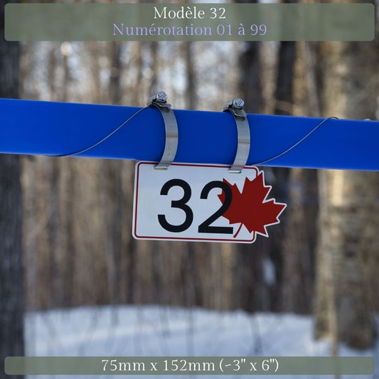Pancarte tubulure - Modèle 32 (3"x 6") - Numérotation standard