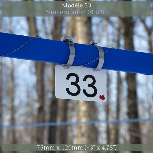Pancarte tubulure - Modèle 33 (3"x5") - Numérotation standard