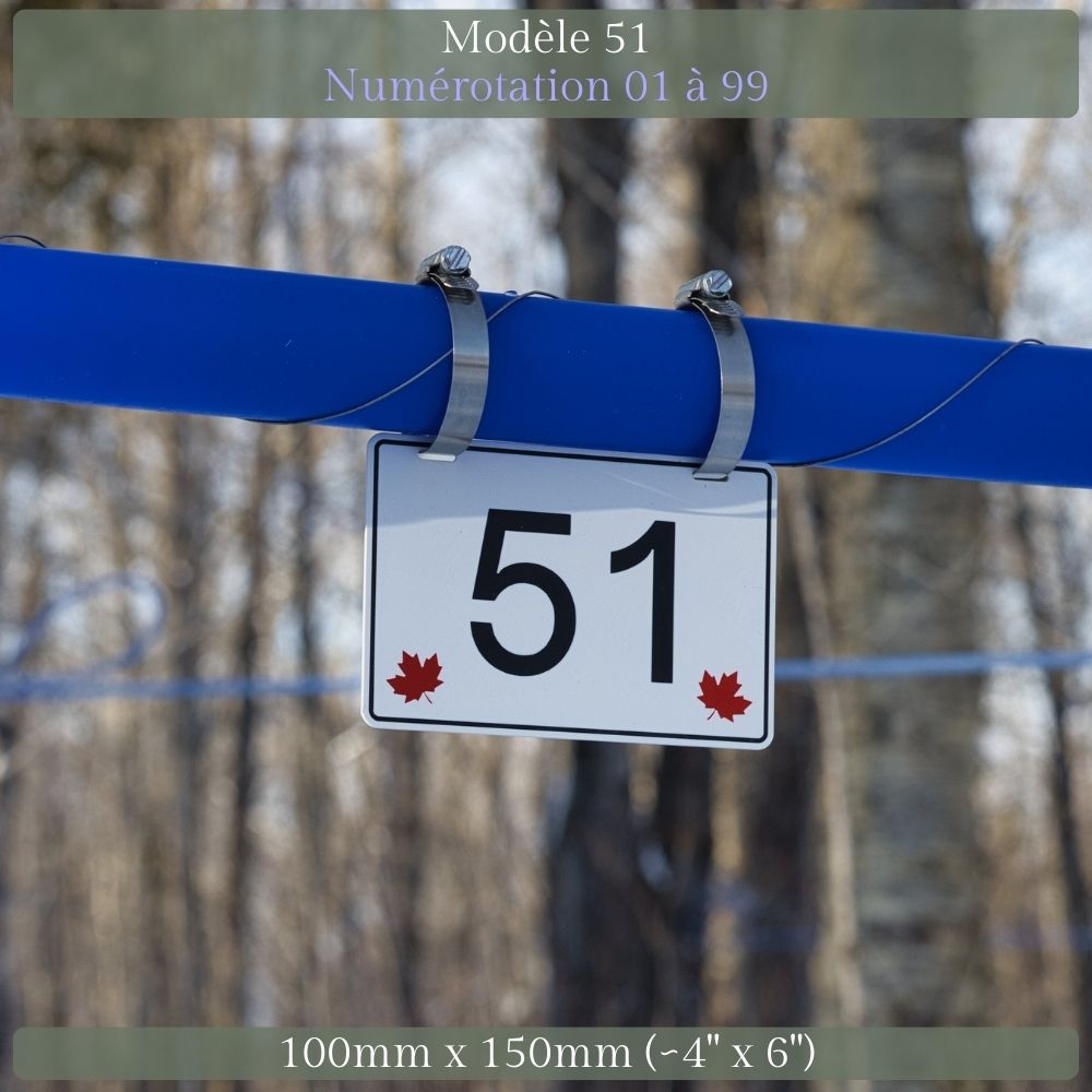 Pancarte tubulure - Modèle 51 (4"x6") - Numérotation standard