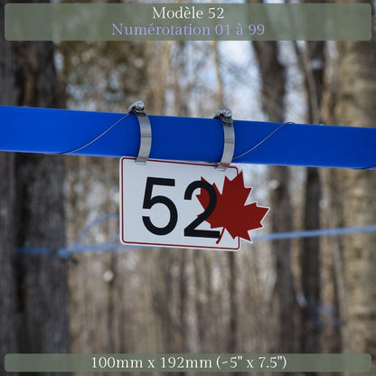 Pancarte tubulure - Modèle 52 (5"x8") - Numérotation standard