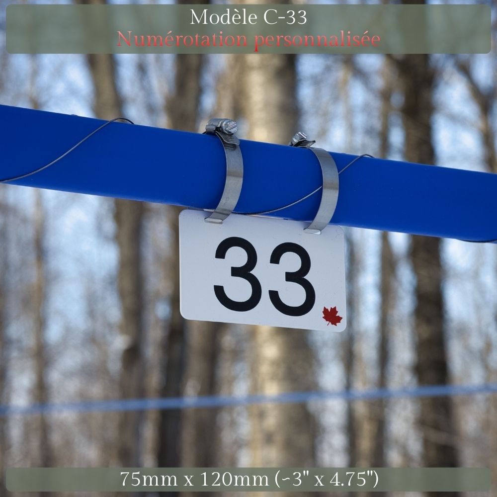 Pancarte tubulure - Modèle C-33 (3"x5") - Numérotation personnalisée