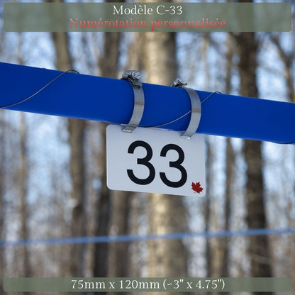 Pancarte tubulure - Modèle C-33 (3"x5") - Numérotation personnalisée