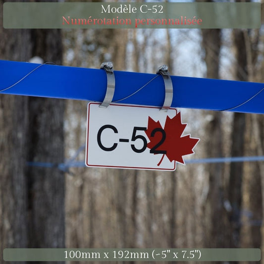 Pancarte tubulure - Modèle C-52 (4"x8") - Numérotation personnalisée