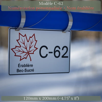 Pancarte tubulure - Modèle C-62 (5"x8") - Numérotation personnalisé