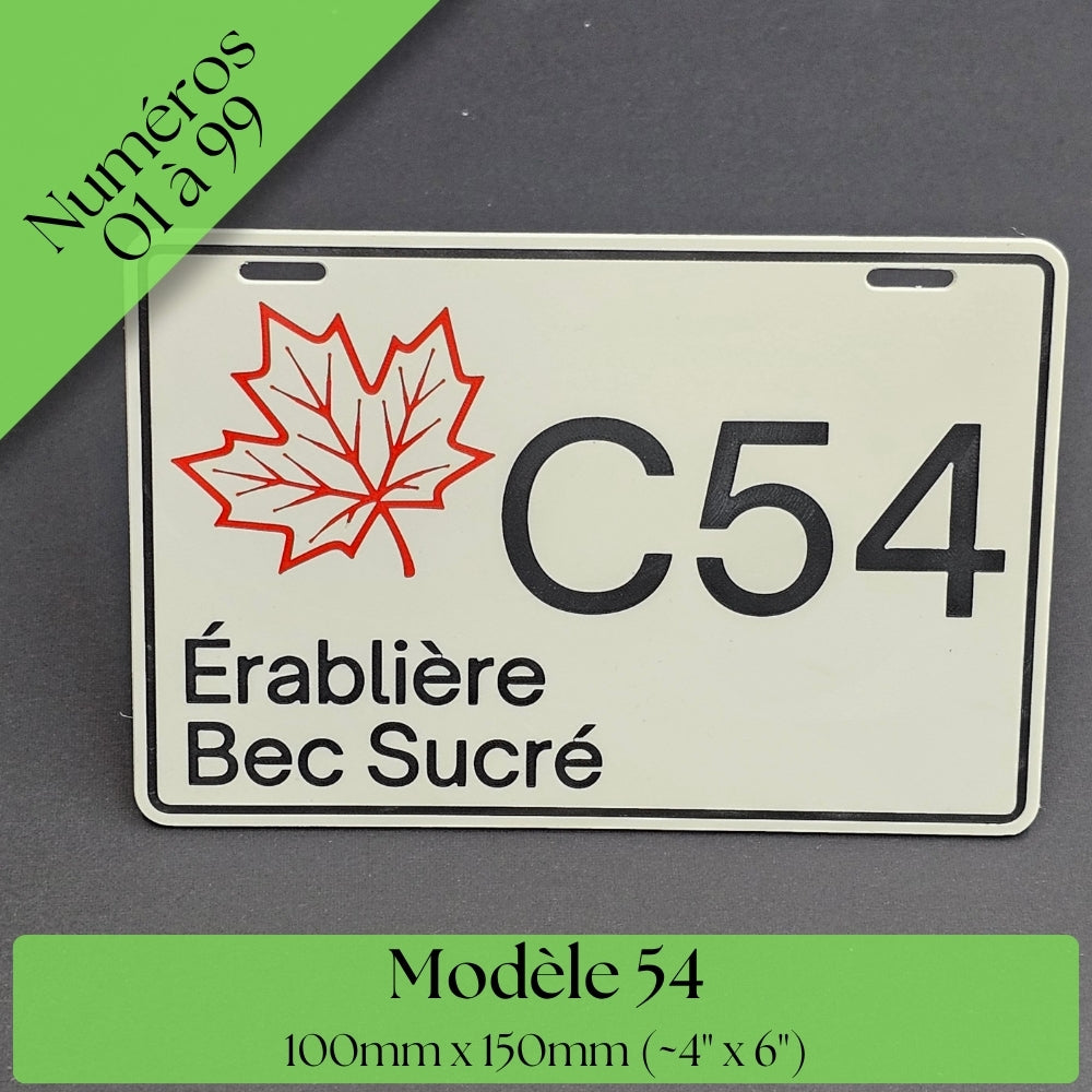 Pancarte tubulure - Modèle 54 (4"x6") - Numérotation standard