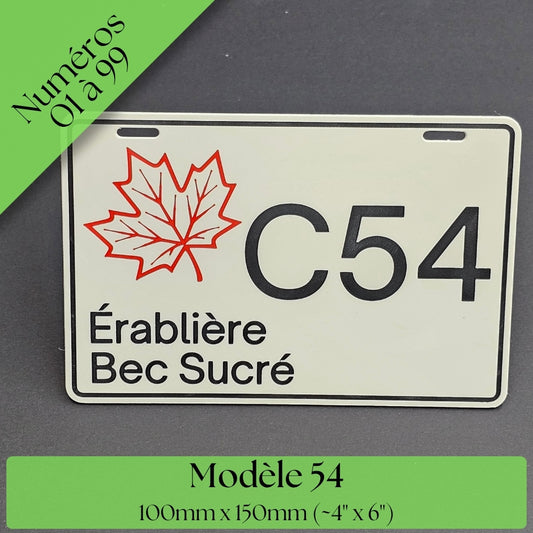 Pancarte tubulure - Modèle 54 (4"x6") - Numérotation standard
