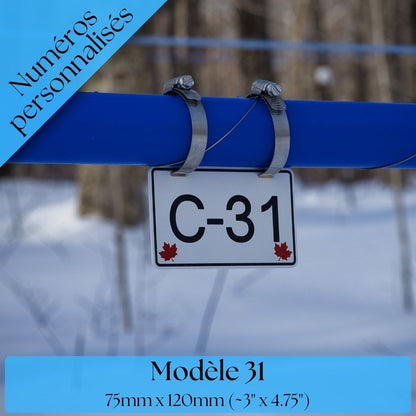 Pancarte tubulure - Modèle 31 (3"x5") - Numérotation personnalisée
