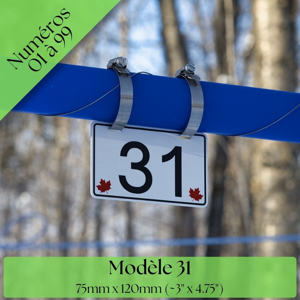 Pancarte tubulure - Modèle 31 (3"x5") - Numérotation standard