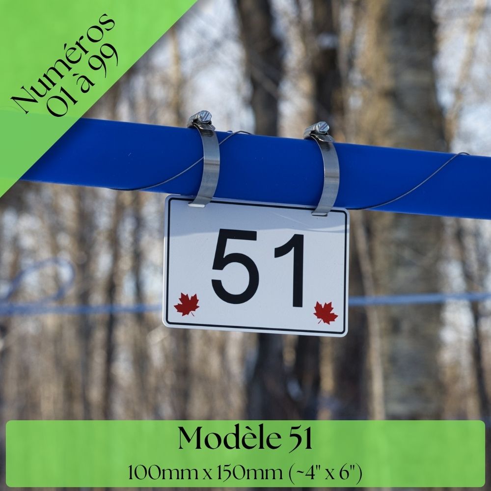 Pancarte tubulure - Modèle 51 (4"x6") - Numérotation standard