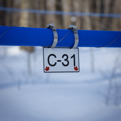 Pancarte tubulure - Modèle C-31 (3"x5") - Numérotation personnalisée